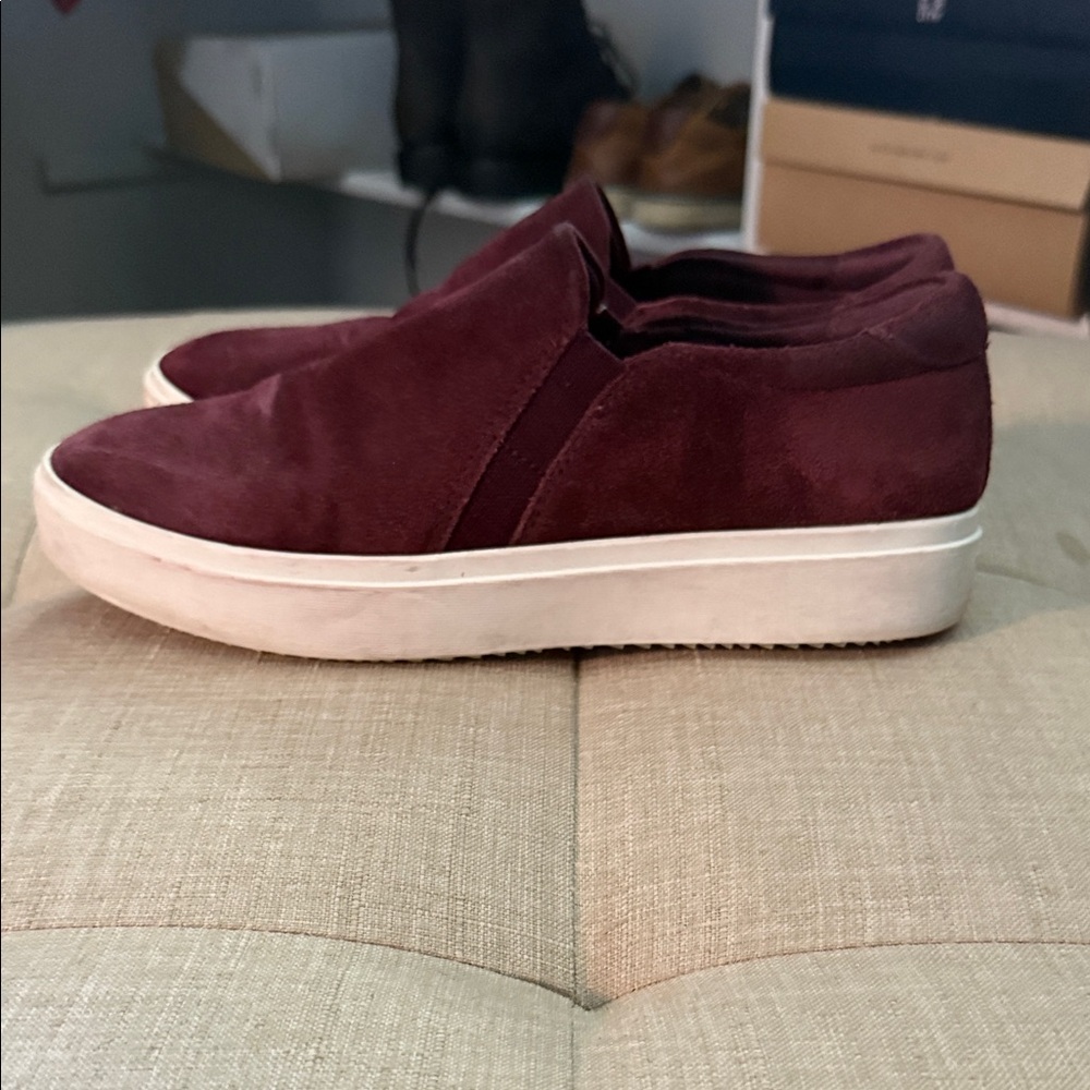 Dr Scholls Burgundy Suede Slip-On Shoes